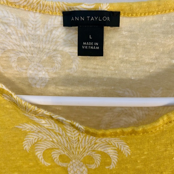 Women Large Yellow Linen Sleeveless Ann Taylor Shirt - Picture 4 of 5